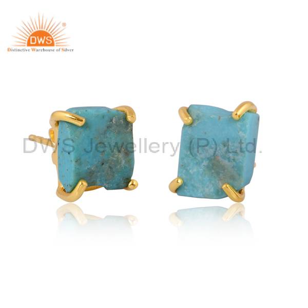 Arizona Turquoise Earrings Sterling Silver Gold Vermeil